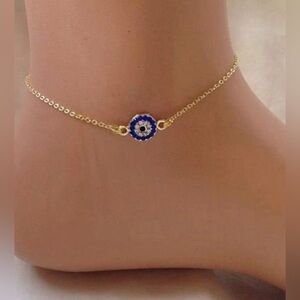 Rhinestone Evil Eye Chain Anklet